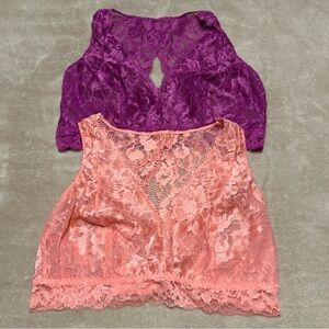 Soma embraceable lace split back bralette duo